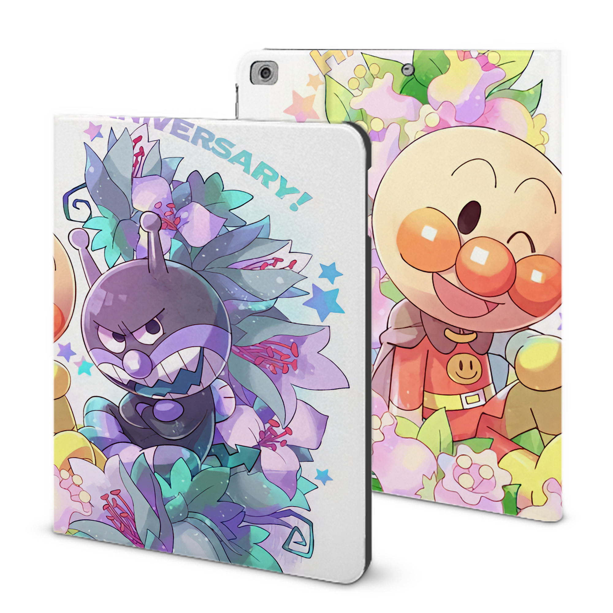 （画像用） アンパンマン Anpanman IPad ケース ブック型 PUレザー TPU 耐衝撃 軽量 薄型 ペン収納なし 全面保護 IPad 各モデル対応